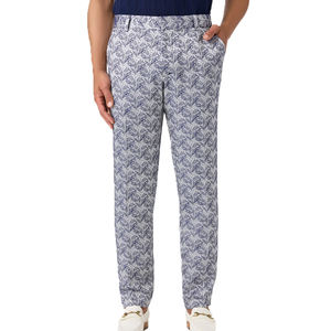 Pantalon décontracté pour homme à imprimé floral, coupe droite, poches latérales et arrière, tissu 100% polyester de poids moyen, coupe régulière confortable, automne - Product Image 2