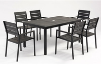 Ensemble de table et chaises de salle à manger d'extérieur moderne en aluminium et plastique, style bistrot français nordique, pour café et mobilier d'extérieur