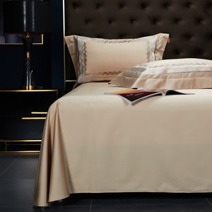 럭셔리 기하학 자수 베이지 100% 이집트 면 500TC 아메리칸 스타일 올 시즌 4 종 이불 커버 침구 세트 - Product Image 5