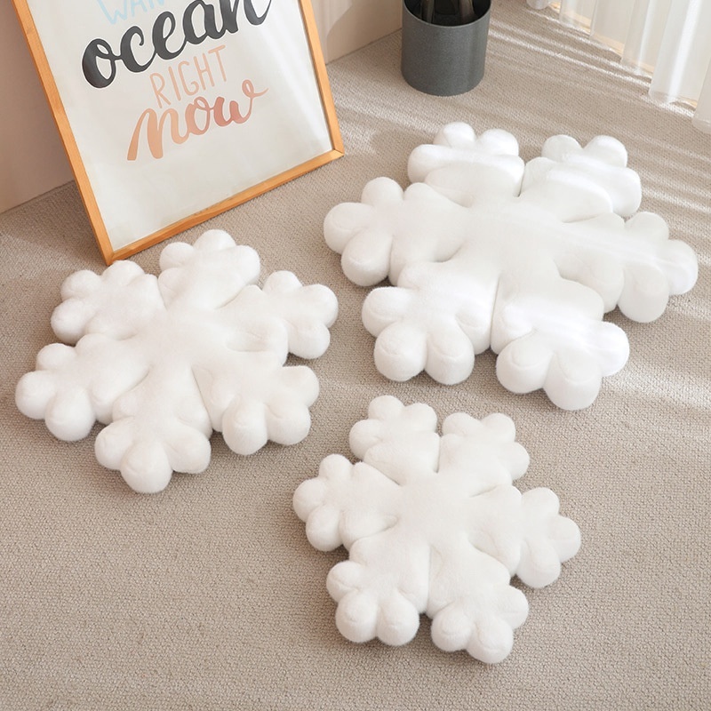 Cartoon White Snowflake Plush Pillow Unisex