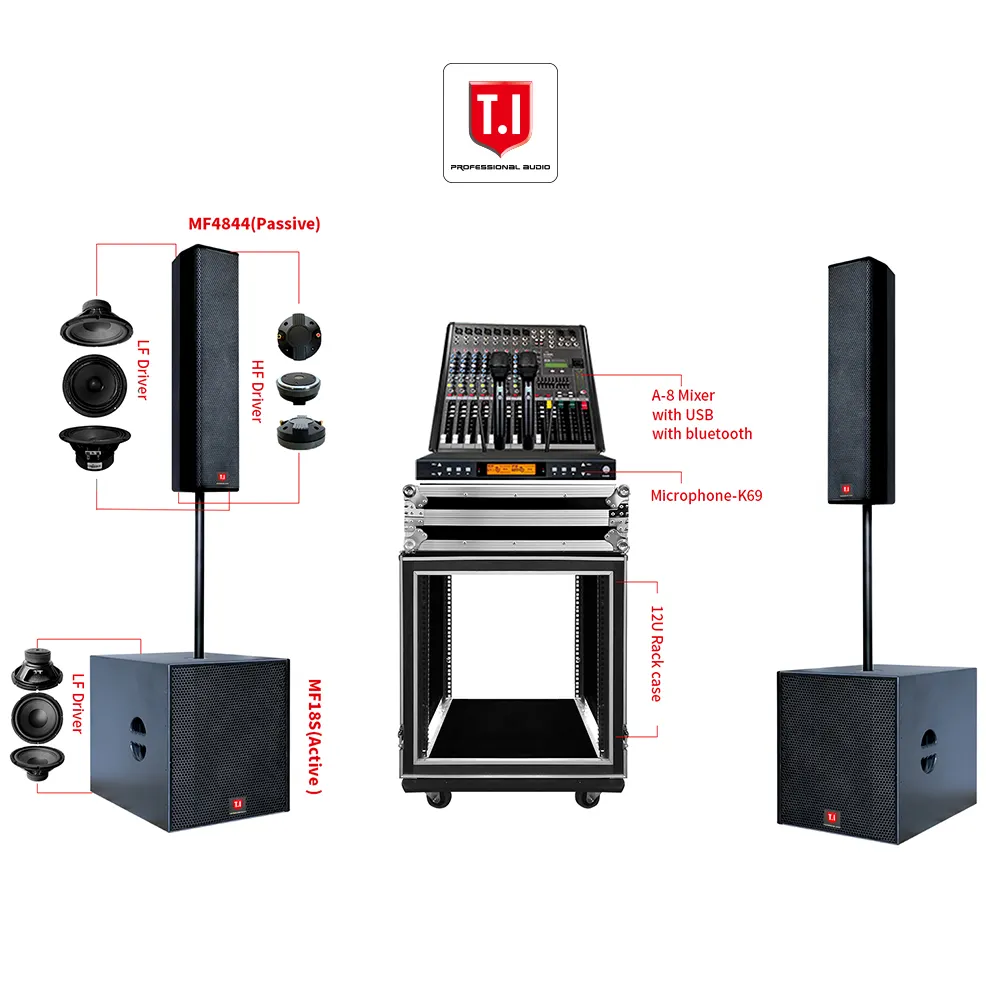 Set lengkap kualitas tinggi set sistem musik speaker jangkauan penuh driver neodymium pasif 8 inci dengan amplifier