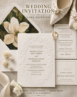 Invitations de mariage de luxe avec enveloppes, gaufrage à chaud personnalisé sur papier texturé