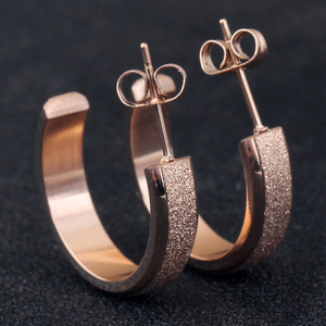 Rose Gold <b>Titanium</b> Steel <b>Stud</b> Earrings 5mm Letter Geometric Minimalist Fashion Jewelry - Product Image 3
