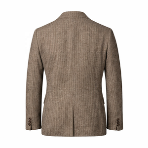 <span class=keywords><strong>Blazer</strong></span> en <span class=keywords><strong>tweed</strong></span> à chevrons avec logo personnalisé pour <span class=keywords><strong>homme</strong></span>, marron, coupe ample, style streetwear, costume d'affaires, tenue d'automne, décontracté - Product Image 2