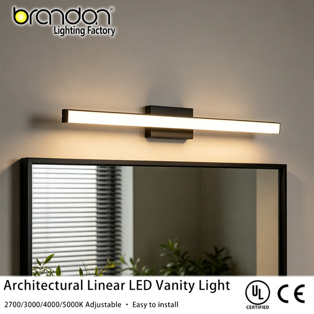 UL Contemporary Wall Mounted Linear Vanity Light with Adjustable Color Temperature 2700K to 5000K High CRI 90 for Restrooms