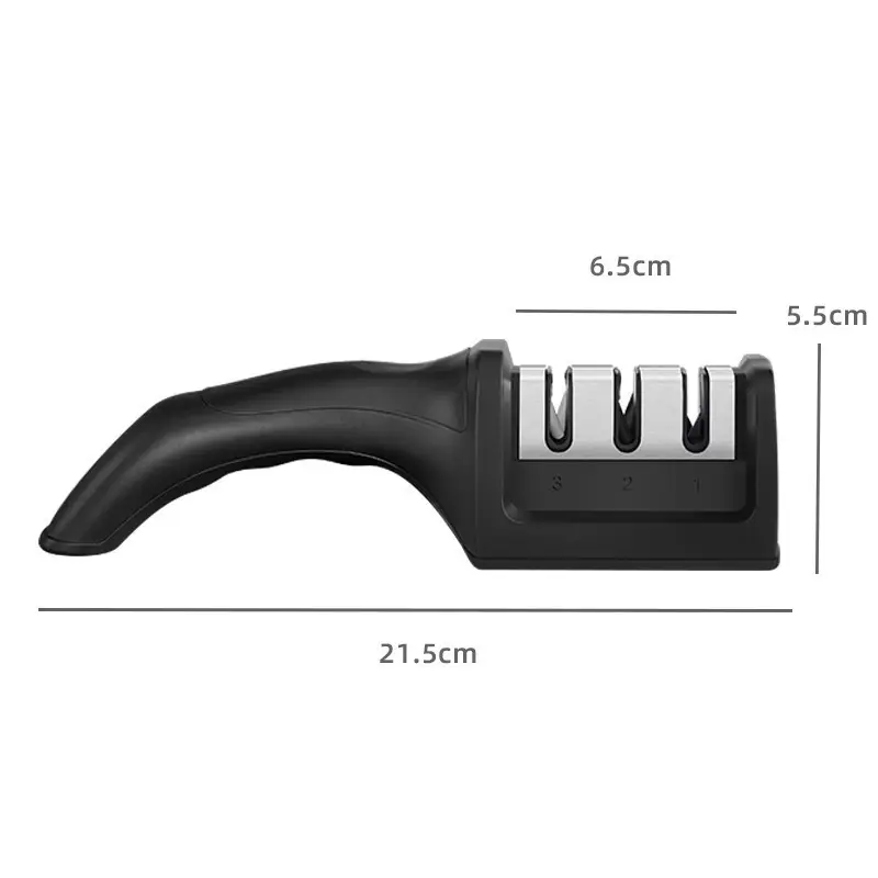 AGH alat pengasah pisau multifungsi, alat pengasah pisau genggam dengan alas anti selip tipe 3 tahap kualitas tinggi