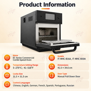Horno de Convección Rápida Comercial ITOP sin Ventilación, Horno de Microondas Comercial, Programable con Recetas para Pizzerías - Product Image 3