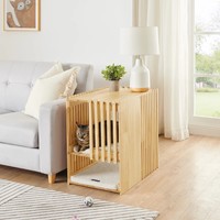 Jaula Moderna de Madera Maciza de 2 Niveles con Vidrio para Gatos, Transpirable, con Cojines Lavables, Venta al por Mayor de Fábrica, Pedidos a Granel OEM