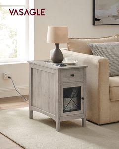 <span class=keywords><strong>Table</strong></span> d'appoint intelligente en MDF avec rangement, ports USB, prises électriques, station <span class=keywords><strong>de</strong></span> charge, tiroir, armoire et porte-revues - Product Image 2