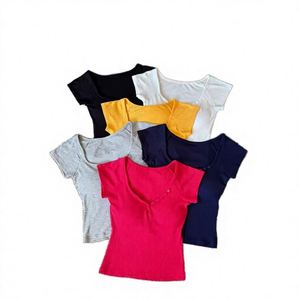 เสื้อโปโลผู้หญิงแขนสั้น เสื้อแฟชั่นทรงเข้ารูปสีขาว เสื้อกล้ามลำลอง - Product Image 3