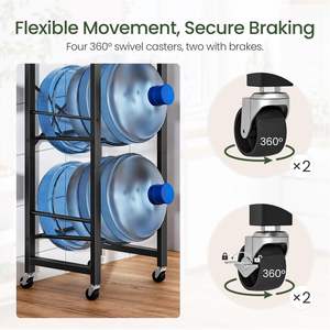 Soporte para Garrafa de Agua de 5 Galones, Estante de Almacenamiento de Botellas de Agua de 4 Niveles <span class=keywords><strong>con</strong></span> <span class=keywords><strong>Ruedas</strong></span> Bloqueables, Novedad de Marzo para el Festival Comercial - Product Image 6