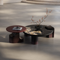 Table basse de style italien minimaliste avec plateau en ardoise, rangement intégré, pour salon, mobilier de maison haut de gamme
