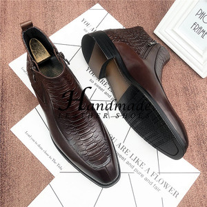 Nouvelles bottes faites à la main - chaussures pour hommes en cuir véritable - manchon en cuir pour bottes - bottines Chelsea - bottes britanniques en coton pour hommes - Product Image 4