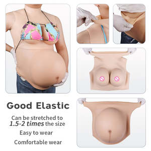 Trajes <span class=keywords><strong>económicos</strong></span> <span class=keywords><strong>Silicona</strong></span> artificial Embarazo Vientre y cuello alto Pecho falso para Cosplay Fiesta <span class=keywords><strong>de</strong></span> Halloween Sissy Crossdresser - Product Image 3