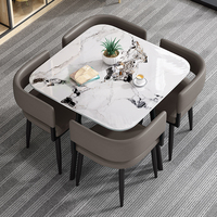 Einfaches Platzsparendes Empfangs- und Verhandlungstisch-Set mit Kleinem Runden Tisch und Minimalistischen Stühlen