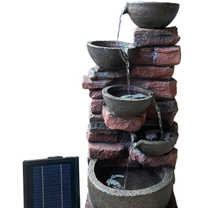 <span class=keywords><strong>Fontaine</strong></span> d'eau solaire en résine, 5 couches, avec batterie, décoration de jardin en plein air - Product Image 1