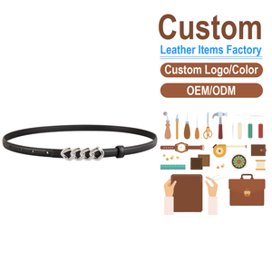 Ceinture fine en cuir véritable pour femme, ceinture décorative avec boucle en chaîne cœur argentée pour robes - Product Image 2