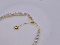 Bracelet en perles de haute joaillerie, or pur 18 carats, chaîne réglable, perles d'Akoya baroques naturelles d'eau salée du Japon, 3,5-4 mm