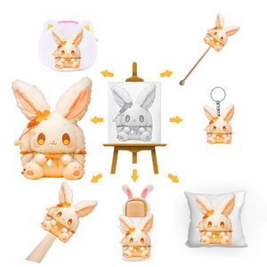Peluche <span class=keywords><strong>Lapin</strong></span> Dudu en Gros d'Usine, Coussin <span class=keywords><strong>Lapin</strong></span> Mignon en Tissu Coton, Couette Personnalisée pour <span class=keywords><strong>Anniversaire</strong></span> Universitaire et Saint-Valentin - Product Image 1