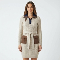 Robe longue maxi en laine crochetée imprimée pour femme, style OEM ODM, ample, à manches longues, en modal doux, vintage, élégante, pour le bureau ou les soirées, col montant, épaisse