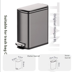 Nuevo <span class=keywords><strong>Cubo</strong></span> <span class=keywords><strong>de</strong></span> <span class=keywords><strong>Basura</strong></span> Rectangular <span class=keywords><strong>de</strong></span> Acero Inoxidable, Delgado <span class=keywords><strong>y</strong></span> <span class=keywords><strong>Alto</strong></span>, con Tapa <span class=keywords><strong>y</strong></span> Pedal, para Espacios Reducidos en Dormitorios <span class=keywords><strong>y</strong></span> Baños, Gestión <span class=keywords><strong>de</strong></span> Residuos Pequeños - Product Image 5