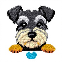 Kits de crochet pour adultes et enfants, bricolage, travaux d'aiguille, kit de coussin non fini, motif pré-imprimé en couleur (Schnauzer 0041)