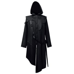 Capa con capucha gótica medieval para hombre, larga, negra, de poliéster, para las cuatro estaciones, disfraz para Halloween y cosplay - Product Image 3