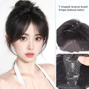 Flequillo Postizo Sintético con Clip, Extensión de Flequillo Natural para Mujer, Peluca - Product Image 1