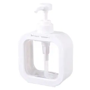 Laundry Detergent Lotion 300ml 500ml Pump Press Plastic PET Square Hand Sanitizer Reusable Travel Shampoo Bottle With PP Shell