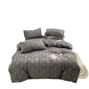 Copripiumino personalizzato con Pile intagliato ciuffo 4 pz con federa 2 federa Super Soft King tinta unita Set biancheria da letto copripiumino matrimonio