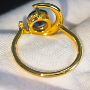 Anillo de Plata de Ley 925 de Alta Calidad con Baño de Oro Vermeil de 18K y Zafiro Azul Redondo de 1.5 Quilates y 2.5 Micras para Mujer y Hombre, Regalo de Aniversario - Product Image 6