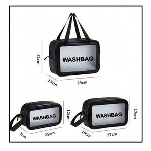 Custom Logo PU Leather PVC Transparent Clear Zipper Beauty Organizer <b>Storage</b> <b>Bath</b> Wash Cosmetic Makeup Bag - Product Image 2