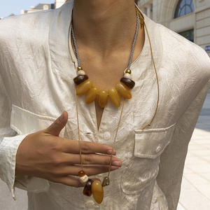 Gargantilla de cuerda hecha a mano, colgante ajustable, collar impermeable de moda de piedra Natural para mujer, novedad - Product Image 2