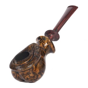 MUXIANG Wooden Tobacco Pipe Hand Carved Straight Type Gold Contrast Glossy Surface Smoking Pipe - Product Image 5
