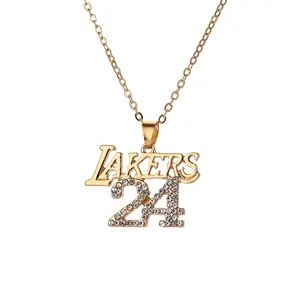 Persoonlijkheid Basketbal Ster Kobe 24 Met Crystal Hanger Geheugen Ketting