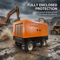 Compresseur d'air diesel BLURBLY BC600 17 bar 17 m³/min, compresseur d'air à vis portable avec moteur Cummins pour le forage minier