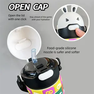 Bouteille d'eau éducative pour étudiants, en plastique PP écologique, résistante à l'eau bouillante, avec manchons numérotés rotatifs, design lapin, vaisselle - Product Image 4