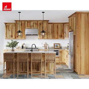 Ensemble complet d'armoires de cuisine murales hautes en <span class=keywords><strong>bois</strong></span> de pin de style européen moderne modulaire Alland avec robinet - Product Image 3