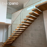 Escalier flottant sur mesure, escalier moderne en acier avec marches en bois massif pour la décoration intérieure résidentielle