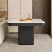 Table basse carrée en pierre noire de style italien moderne, haut de gamme, luxe léger, minimaliste, simple, en panneau de bois, pour salon
