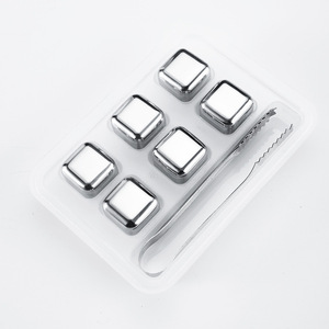 Stainless Steel Ice Cube Metal Chilling Beer Whiskey Red Wine Bar Set 6 Pcs Square Cooling Freezer Proof - Product Image 2