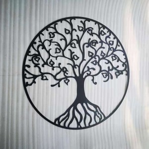 Arte de pared metálico, árbol de la vida, decoración circular grabada a mano para la sala de estar - Product Image 2