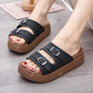 Sandali da <span class=keywords><strong>donna</strong></span> con suola spessa e tre fibbie, stile francese, alla moda e versatili, adatti anche con gonna, per l'ufficio e la spiaggia. - Product Image 3