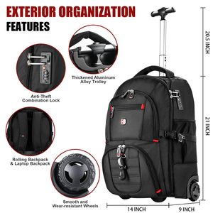 2-en-1 meilleur grand <span class=keywords><strong>sac</strong></span> à dos de voyage à <span class=keywords><strong>roulettes</strong></span> léger de 45L avec <span class=keywords><strong>roulettes</strong></span> pour hommes femmes - Product Image 4