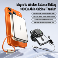 Batterie externe magnétique sans fil 10000mAh 22.5W PD à charge rapide avec câble intégré 3 en 1, mince et portable