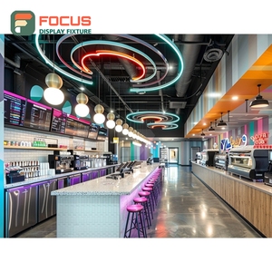 Expositor de lujo para café con estantería abierta para botellas de sirope, diseño de grano de roble - Product Image 6