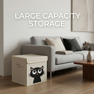Contenedores de Almacenamiento Resistentes para Gatos - 100% Inodoros y Sin Deformaciones - Contenedores Cúbicos de Tela de Lino Reforzada con Tapas y Asas - Adorable Organizador de Armario - Product Image 6