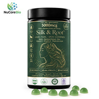 Permen Kunyah Biotin untuk Rambut, Kulit, dan Kuku, dengan Asam Hialuronat, Vitamin C, E, Seng, Herbal Kecantikan untuk Kulit Bercahaya dan Sehat - 60 Pcs Bebas Gluten