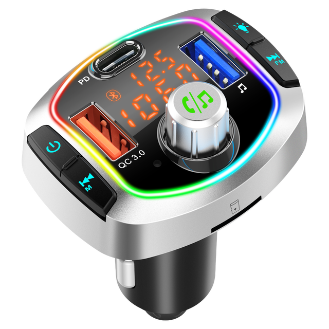 High Quality Car Wireless for FM Transmitter MP3 Player Car Charger 2 USB Ports LCD Display QC3.0 Fast Charge 1 Year