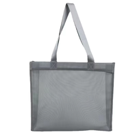 Transparante mesh boodschappentas met ritssluiting, op maat bedrukt, herbruikbare net shopper voor vrouwen, strandtas, groothandel cadeauzak